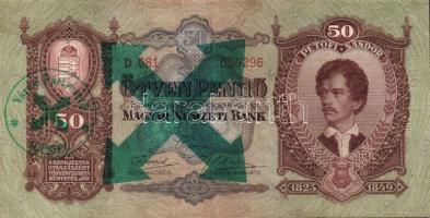 1930-41. 10P, 20P, 50P, 100P zöld "Városi Pártvezető-Sopron" bélyegzővel + zöld nyilaskere...