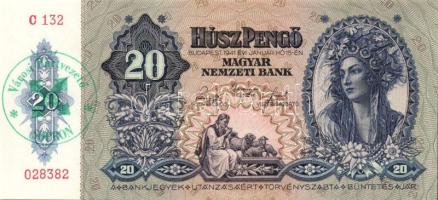 1941. 20P (2x) egymásutáni sorszámmal + zöld "Városi Pártvezető-Sopron" bélyegzővel T:I