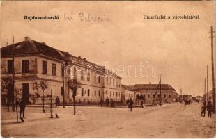 1915 Hajdúszoboszló, utca, városháza, Schiffer Ignácz üzlete. Körner Béla kiadása 738.