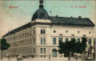 1910 Kolozsvár, Cluj; A Erdélyi Ev. Református Egyházkerület Theologia Fakultása, üzlet / Calvinist theology college, shop (kissé ázott sarok / slightly wet corner)