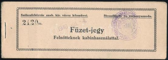 1940 Székesfehérvár strandfürdő és versenyuszoda füzet-jegy, 4 db fürdő-jeggyel.