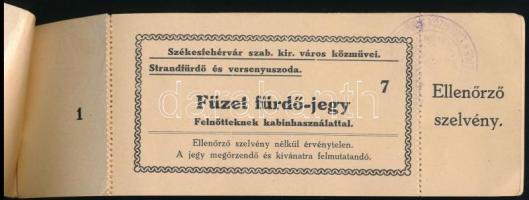 1940 Székesfehérvár strandfürdő és versenyuszoda füzet-jegy, 4 db fürdő-jeggyel