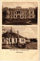 1934 Zalacsány, Gróf Batthyányi Pál kastélya, Római katolikus iskola, állatorvosi lak, kereszt szobor. Gonda Imre kiadása (EK)