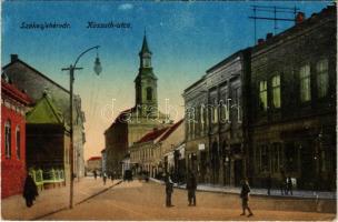 Székesfehérvár, Kossuth utca, templom, üzletek. Vasúti Levelezőlapárusítás