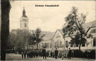 1914 Balatonszabadi, Fokszabadi; református templom és népiskola, gyerekek csoportja (EK)