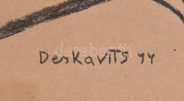 Derkovits jelzéssel: Fekvő alak. Szén, papír, foltos, üvegezett keretben, 33x24 cm