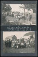 1959 Szolgaegyháza (Szabadegyháza), arató ünnep, kartonra ragasztott fotó, 2 db, feliratozva, 11,5×17 cm