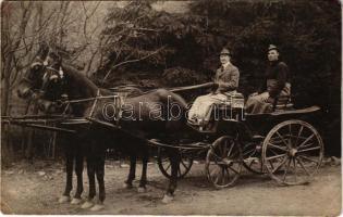 1910 Nagymihály, Michalovce; lovashintó / horse chariot. photo (fl)