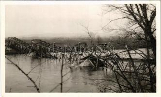1941 Alsólendva, Lendava; Muraszerdahelyi felrobbantott híd. Balkányi Elek kiadása / destroyed bridge by Mursko Sredisce