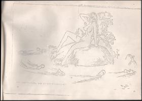 cca 1970 Humoros karikatúra fénymásolata pornográf témában