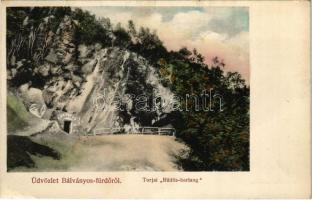 1912 Bálványosfürdő, Baile Balvanyos (Torja, Turia); Torjai Büdös barlang. Divald Károly fia / cave