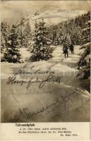 1918 Tátraszéplak, Tatranska Polianka, Westerheim (Tátra, Vysoké Tatry); A Dr. Otto csúcs alatti skilejtők felé. Dr. Guhr felvétele / winter, hiking towards the ski meadow