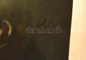 Franz von Lenbach festménye után: Saharet. Nyomat,  szakadásokkal, ragasztásokkal, foltokkal 68x55,5...