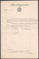 1936 Bp., Kozma Miklós (1884-1941) kétéves belügyminisztersége alatt saját kézzel aláírt fizetési besorolási okmány