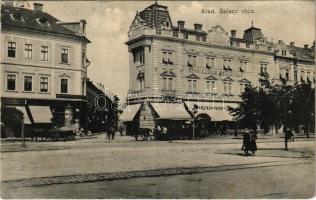 1911 Arad, Salacz utca, Rónai A. János Központi szállodája, papír és könyvnyomda / street, hotel, shop (EK)