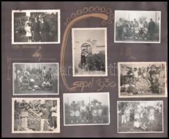 1933 Csepel-szigeten élő család 16 db fotója, kartonlapra ragasztva, 6×8 cm-es fotók