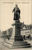 Marosvásárhely, Targu Mures; Bem szobor a Széchenyi téren, József Emil cipőraktára, üzlet / statue on the square, shoe shop