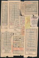 cca 1950-70 12 db közlekedési menetjegy (dolgozók hetijegye, F.A.Ü. vonaljegy, MÁV-FVV átszállójegy, pályaudvari belépőjegy stb.)
