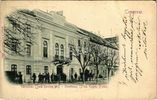 1898 (Vorläufer) Temesvár, Timisoara; Jenő herceg tér, Városháza / square, town hall (fl)