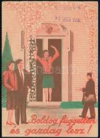 1940 Pannónia Bank képes osztálysorsjáték reklámlapja, beragasztott borítékban lévő 3 szerencseszámmal, szép állapotban, 4p