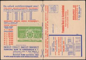 1940 Pannónia Bank képes osztálysorsjáték reklámlapja, beragasztott borítékban lévő 3 szerencseszámm...
