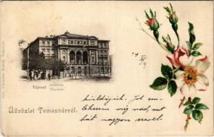 1899 (Vorläufer!) Temesvár, Timisoara; Városi színház. Uhrmann Henrik 8524. / theater. Floral, litho (EK)