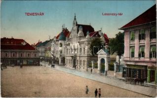 Temesvár, Timisoara; Losonczy tér, Deutsch Testvérek és Kerschek és Kubitschek üzlete / square, shops (EK)