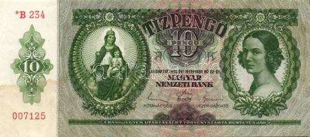 1936. 10P "*"-gal T:II+ halvány folttal