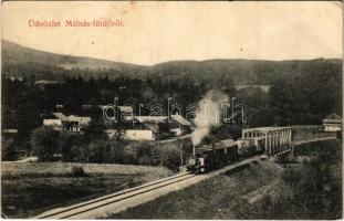 1908 Málnásfürdő, Malnas-Bai; gőzmozdony. Benkő M. kiadása / locomotive (EK)