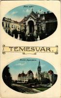 Temesvár, Timisoara; Mária szobor, Piarista főgimnázium / statue, school. Art Nouveau