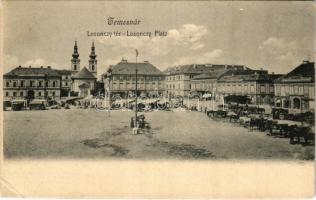 Temesvár, Timisoara; Locsonczy tér, piac / square, market (EK)
