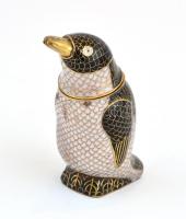 Zománcozott pingvin figura, levehető fejjel, kis kopásokkal, horpadással a csőrén, m: 10,5 cm