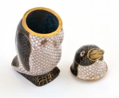 Zománcozott pingvin figura, levehető fejjel, kis kopásokkal, horpadással a csőrén, m: 10,5 cm