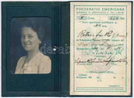 1940 A Federatio Emericana diákszövetség fényképes igazolványa, szép állapotban
