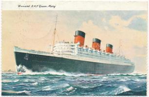 1964 Cunard Line RMS Queen Mary, British ocean liner, folding card