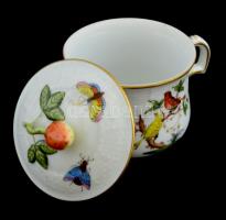 Herendi Rotschild mintás, füles cukordobozka. Kézzel festett, jelzett, hibátlan.m:8 cm