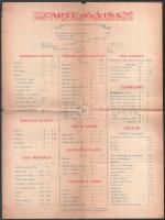 cca 1925-30 2 db francia éttermi étlap és itallap, papír, egyiken részben magyar nyelvű kézzel írt fordítással, hajtásnyommal, szakadással / french menu and drink on paper, with tear