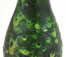 Azonosítatlan jelzéssel: Váza uránzöld, hólyagos mázzal. Jelzett, hibátlan. 24 cm