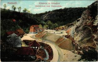 1912 Nádasfő, Rárbok, Rohrbach, Rohozník; Kőbánya és kőmalom. Wiesner A. No. 77a. / Steinbruch und Steinmühle / stone mine and mill