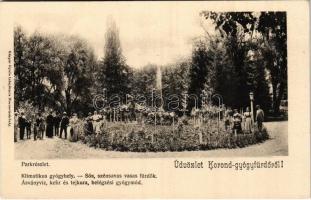 Korond-gyógyfürdő, Corund; park, szökőkút. Gáspár Gyula tulajdonos / park and fountain