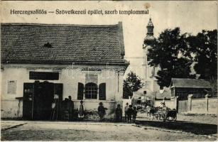 Hercegszöllős, Hercegszőlős, Knezevi Vinogradi; szövetkezeti épület, szerb templom / cooperative shop, Serbian church (EK)