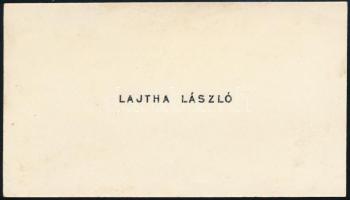 cca 1925 Lajtha (Leitersdorfer) László (1892-1963) zeneszerző, népzenekutató, a Néprajzi Múzeum, a Nemzeti Zenede későbbi igazgatója névjegye, hátoldalon kézírásával