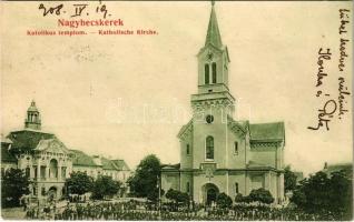 1908 Nagybecskerek, Zrenjanin, Veliki Beckerek; Katolikus templom, körmenet / church, Catholic procession