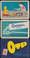 1958-1965 9 db kártyanaptár (közte több rétegenként szétnyíló állapotban) - Ovenall, Állami Áruház, ...