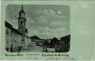 1898 (Vorläufer) Gorizia, Görz, Gorica; Piazzetta e Castello / square and castle at night