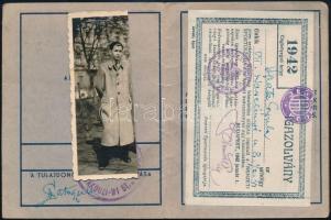 1942 Bp., Nemzeti Sportuszoda kedvezményes jegy váltására jogosító fényképes igazolványa