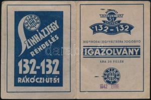 1942 Bp.,  Nemzeti Sportuszoda kedvezményes jegy váltására jogosító fényképes igazolványa