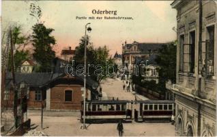 1907 Bohumín, Oderberg; Partie mit der Bahnhofstrasse / railway street, tram