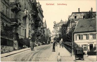 Karlovy Vary, Karlsbad; Schlossberg, Telegraf / street, gendarme, telegraph office