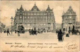 Moscow, Moscou; Place Loubianskaia / Lubyanskaya square, horse-drawn tram (EK)